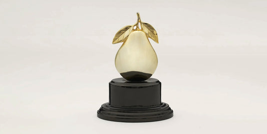 The Golden Pear trophy of the Art and Olfaction Awards