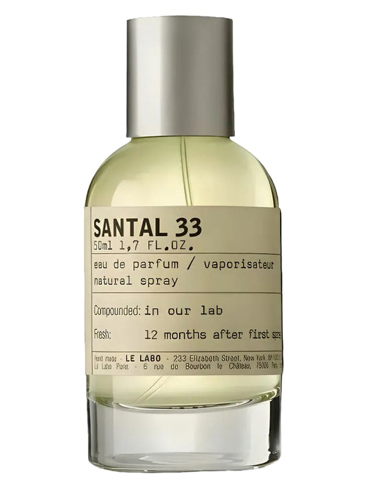 Santal 33 by Le Labo — original bottle pictured; hand-decanted sample for sale