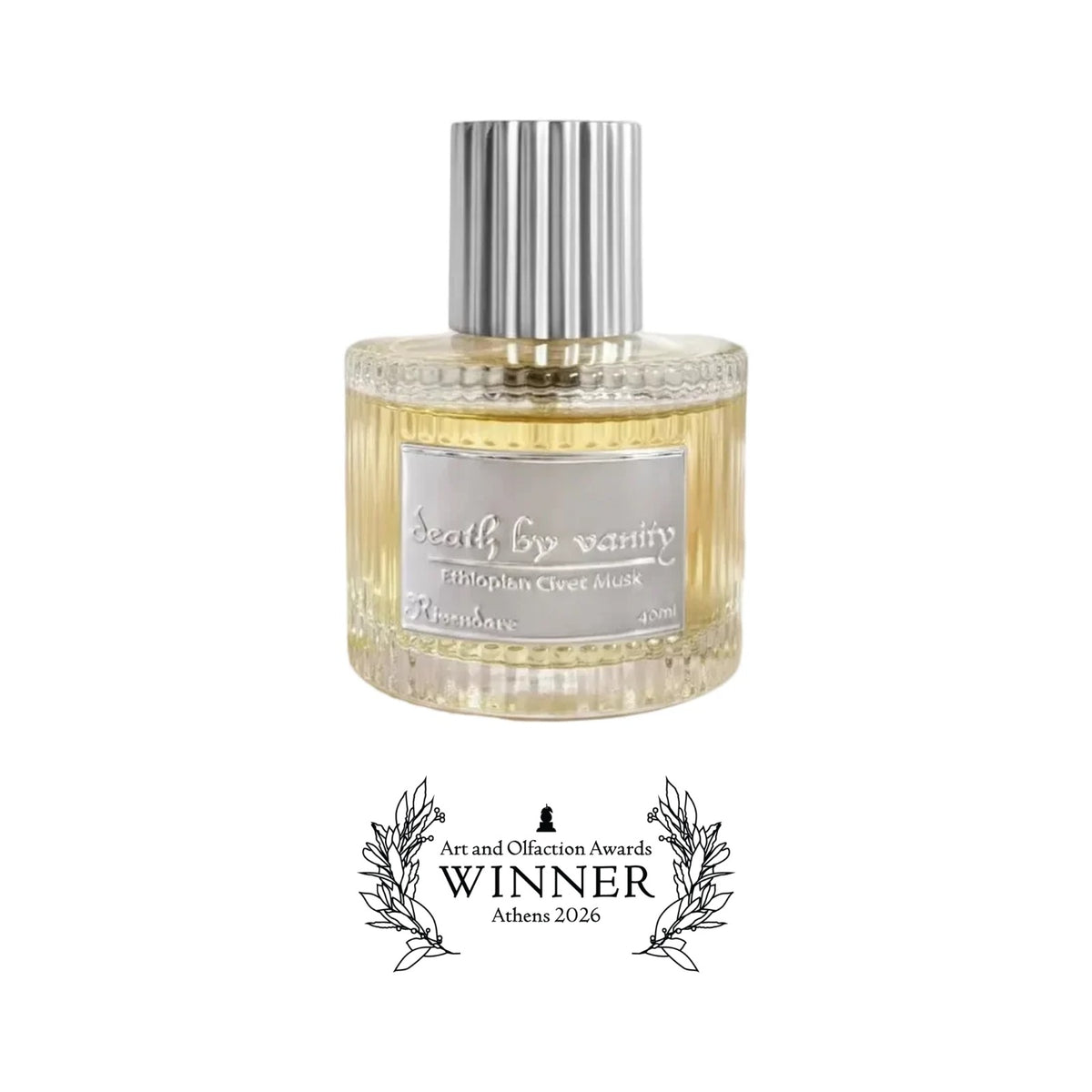 Death by Vanity by Rivendare with the Art and Olfaction Awards Winner banner, Athens 2026