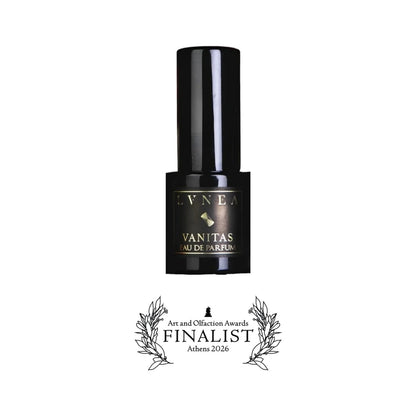 Vanitas by LVNEA with the Art and Olfaction Awards Finalist banner, Athens 2026