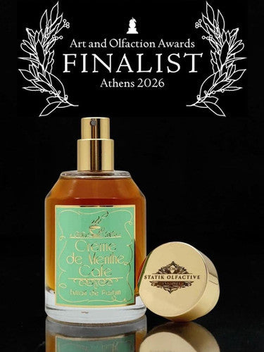 Crème de Menthe Café by Statik Olfactive with the Art and Olfaction Awards Finalist banner, Athens 2026